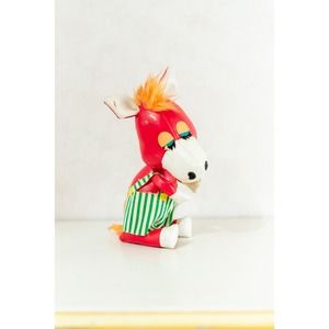 Vintage 50s 60s Stuffed Toy Sad Donkey in Overalls, Japan, Kitschy Kitsch Decor